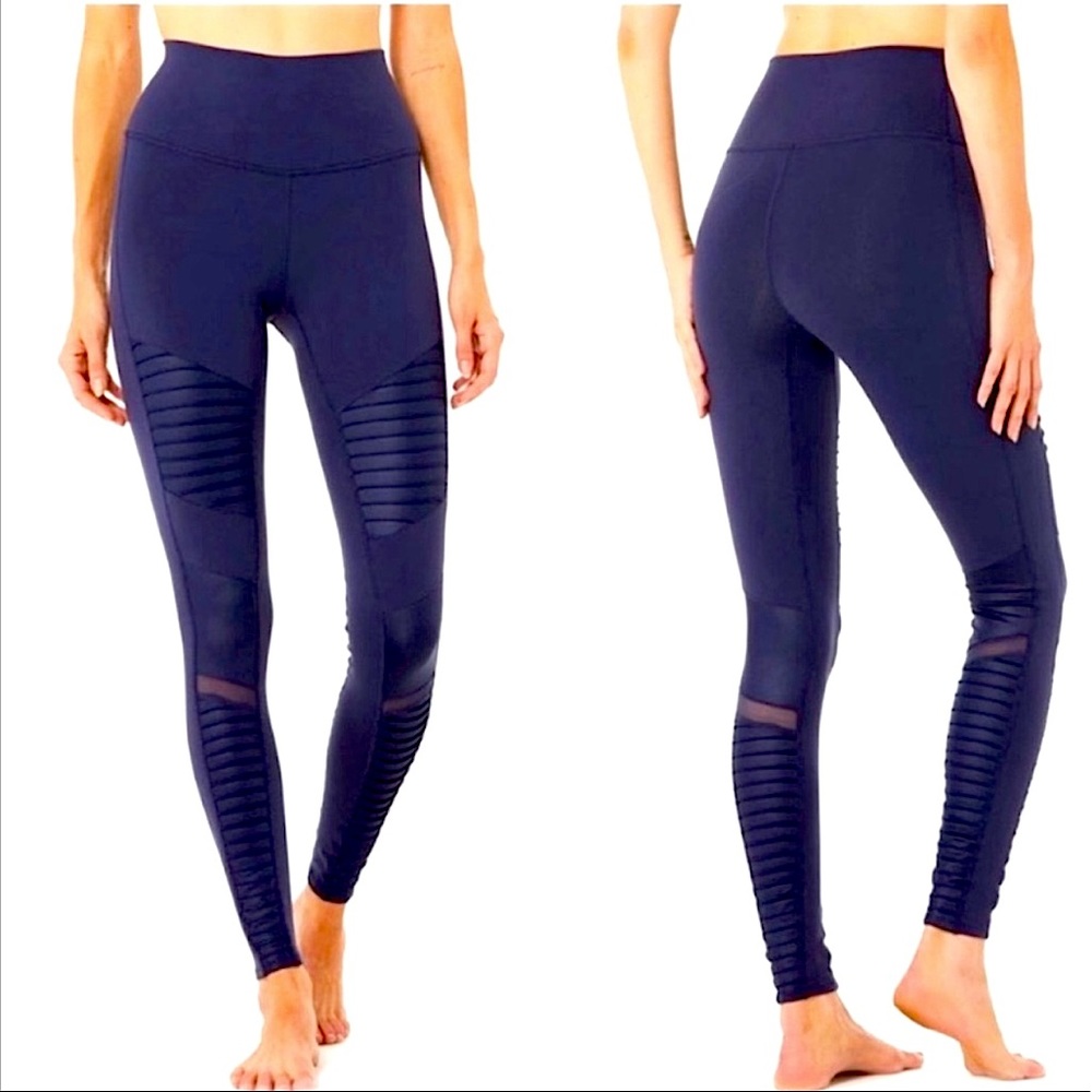 Alo Yoga Navy Blue Moto Full Length Leggings | Size M